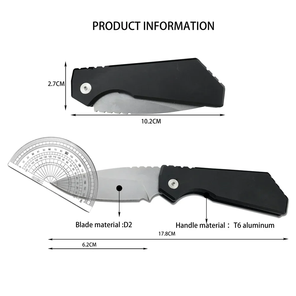 Pocket Folding Knife Auxiliary Quick Open High Hardness D2 Blade T6 Aluminum Handle AU TO EDC Knife Camping Tactical Combat Tool