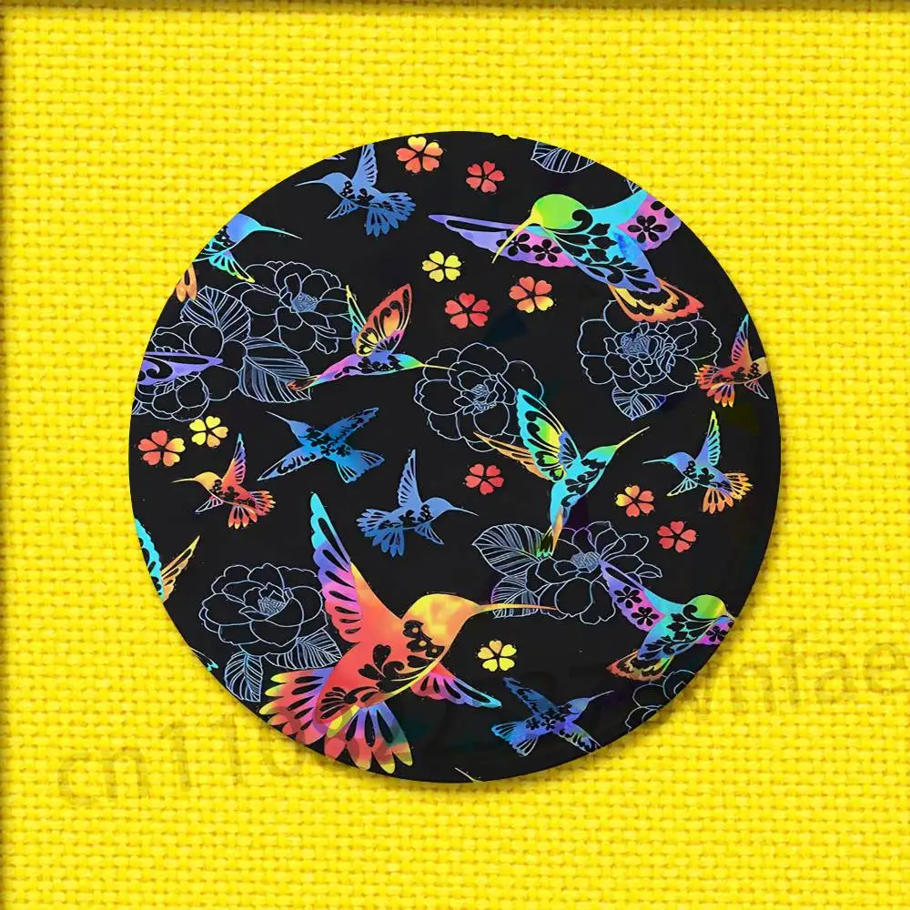 Colorful Bird Hummingbird Badge For 44mm 25mm 75mm 32mm 58mm Round Pin Brooch Insignia Cover Accessories