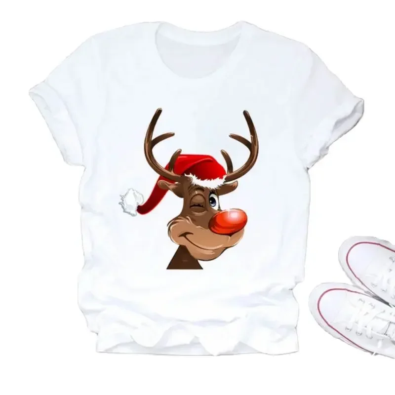 

Four Seasons Girl Tshirt Christmas Element Printed Short Sleeve Large Size Shirt Fashion Women's Crewneck T-shirts Pro Choice