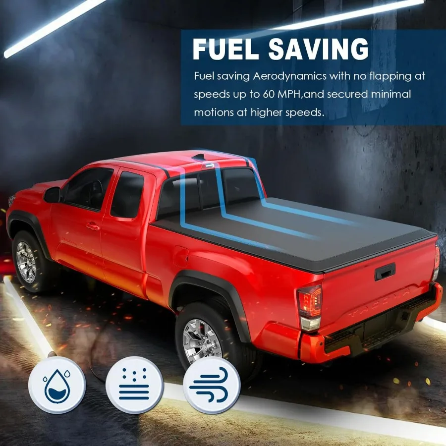 غطاء سرير شاحنة ناعم رباعي الطي من MOSTPLUS لـ 20042015 Nissan Titan Fleetside 5.5 FT67 بوصة 4 أضعاف على تصميم علوي متين #5