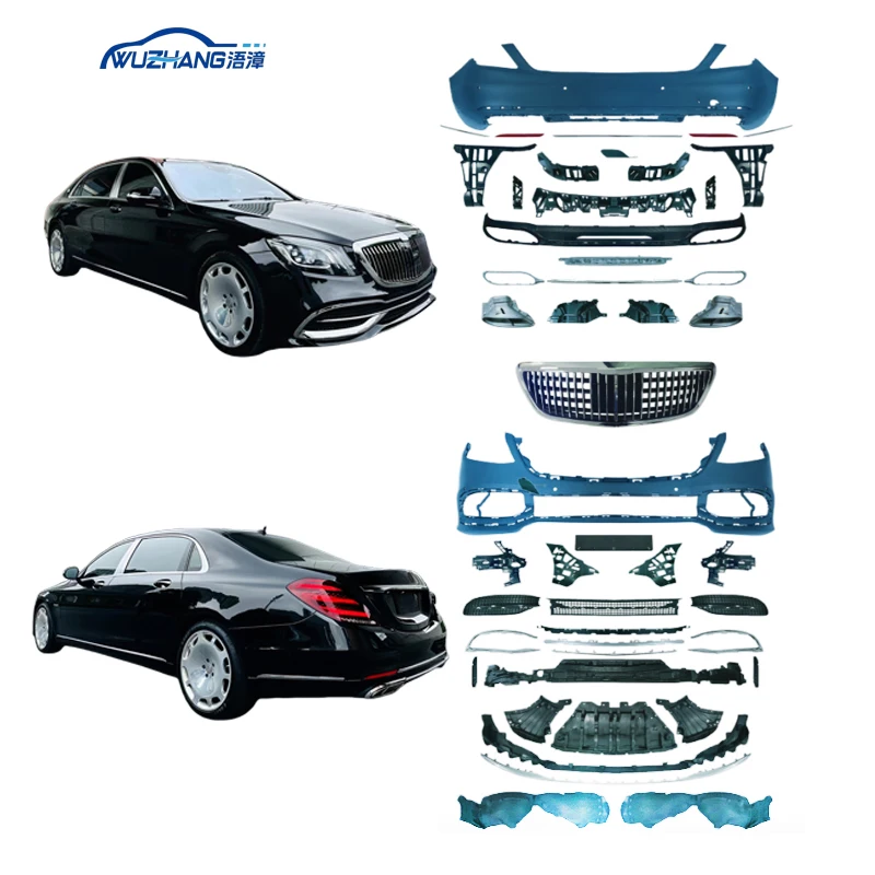 

BR Заводской оптовый автомобильный бампер для Benz S-Class W222 2014-2017, обновленный к комплекту кузова, задний бампер, боковые юбки, передний бампер