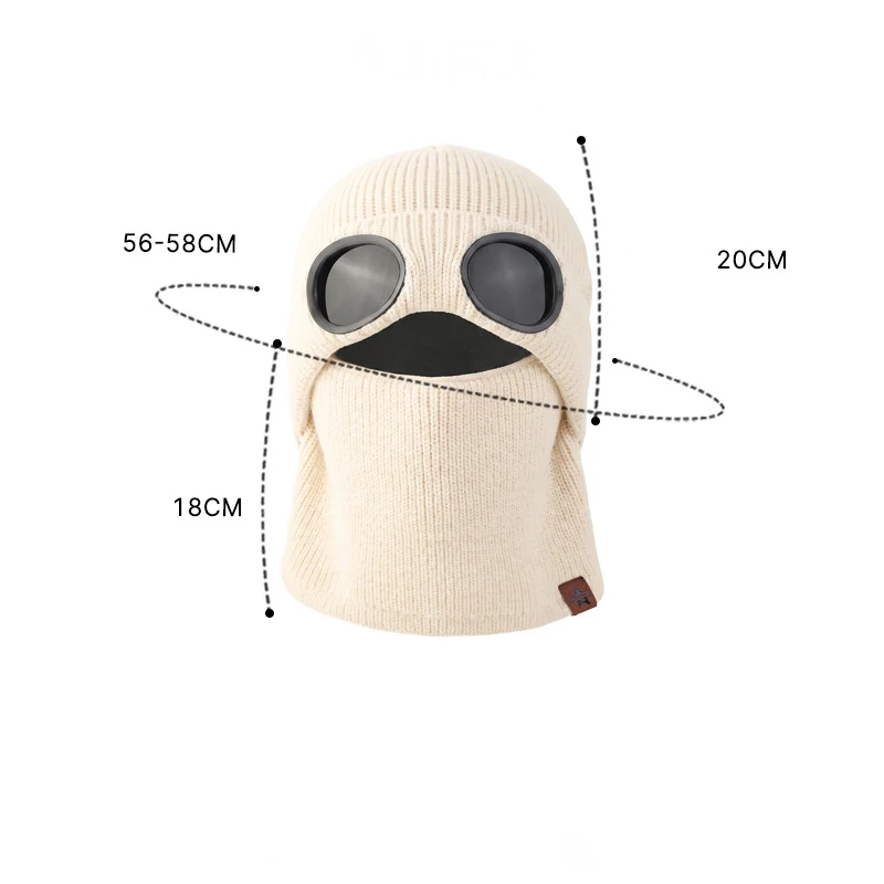 New Winter Solid Knit Balaclava Hat Unisex Goggle Face Cover Neck Warmer Thick Warm Windproof Knitted Beanie Outdoor Cold Weathe