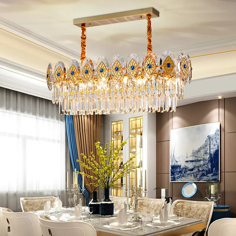 

Postmodern Luxury Crystal Chandelier For Living Room Gold E14 LED Round Rectangle Chain Chandeliers Lighting Home Decor Lamps