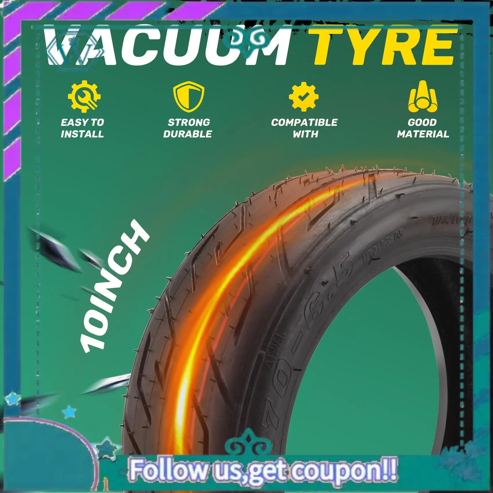 

AA92-10X2.70-6.5 Tire 10 Inch Solid Tire Thickening And Wear Resistance Tyre Electric Scooter Parts