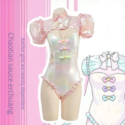 Traje de baño láser de Anime para niña, traje de baño de KAngel, Cosplay rosa, mono lindo, trajes de juego de rol para Halloween