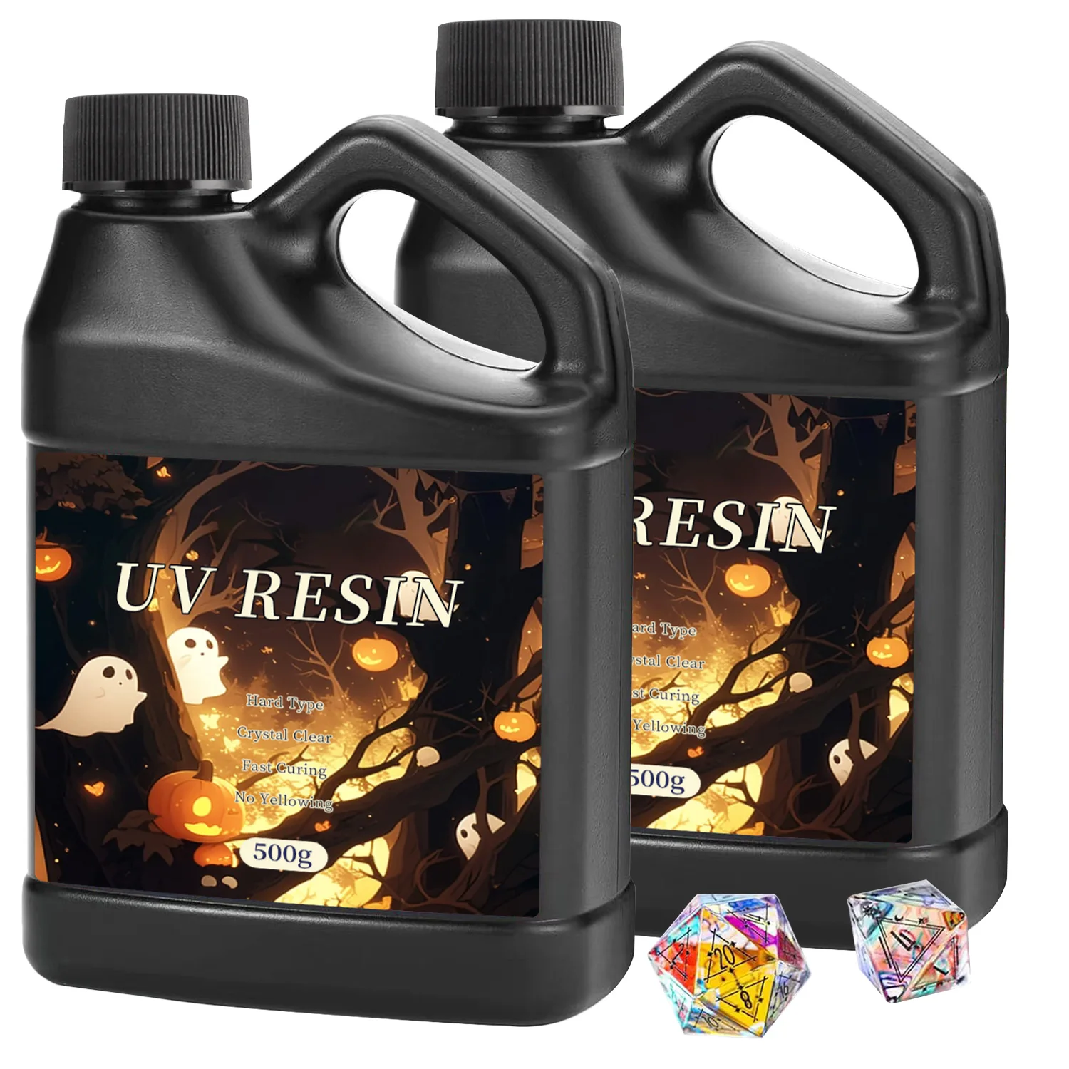 Halloween UV Resin Epoxy Kit High Gloss UV Resistant Free Art Resin,Crystal Clear Fast Curing,Casting Resin Art DIY Jewelry Make