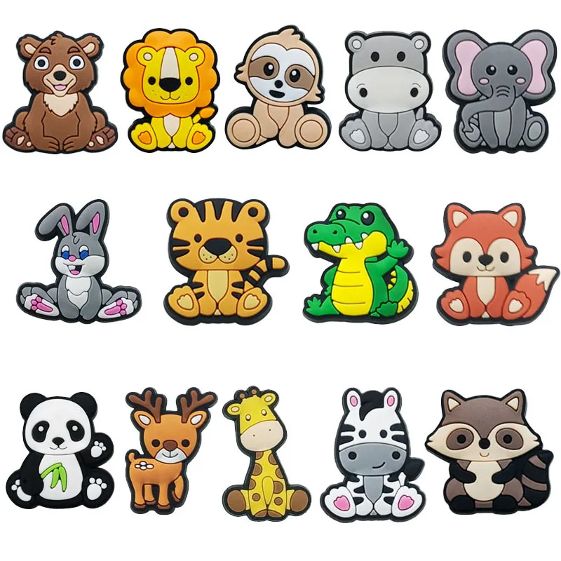 Lindos dijes de animales Panda león para zapatos, accesorios para Crocs, zuecos, toboganes de burbujas, decoración de zapatos DIY, regalo de fiesta para niños