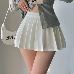 Pleated Skirt with Shorts Women Sexy High Waist Irregular White Black A-line Gyaru Tennis extreme Mini Skirt School