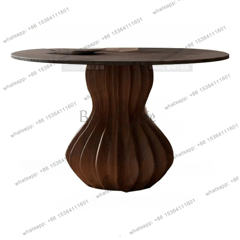 

Nordic modern creative solid wood dining table round irregular small coffee table small apartment dining table