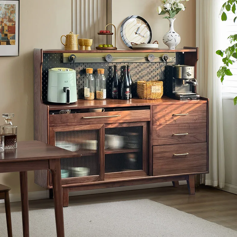 North American black walnut solid wood dining side cabinet Nordic simple living room storage household multi-function