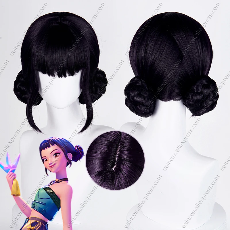 

KPop Zoey Cosplay Wig Black Purple Heat Resistant Synthetic Hair Halloween Party