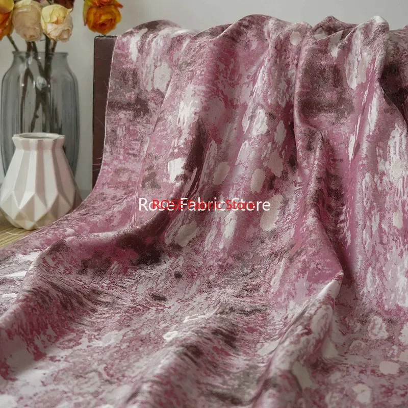 1 meter Pink And White Geometric Yarn Dyed Jacquard Fabric Soft Dress Bag Decorative Sewing Fabric