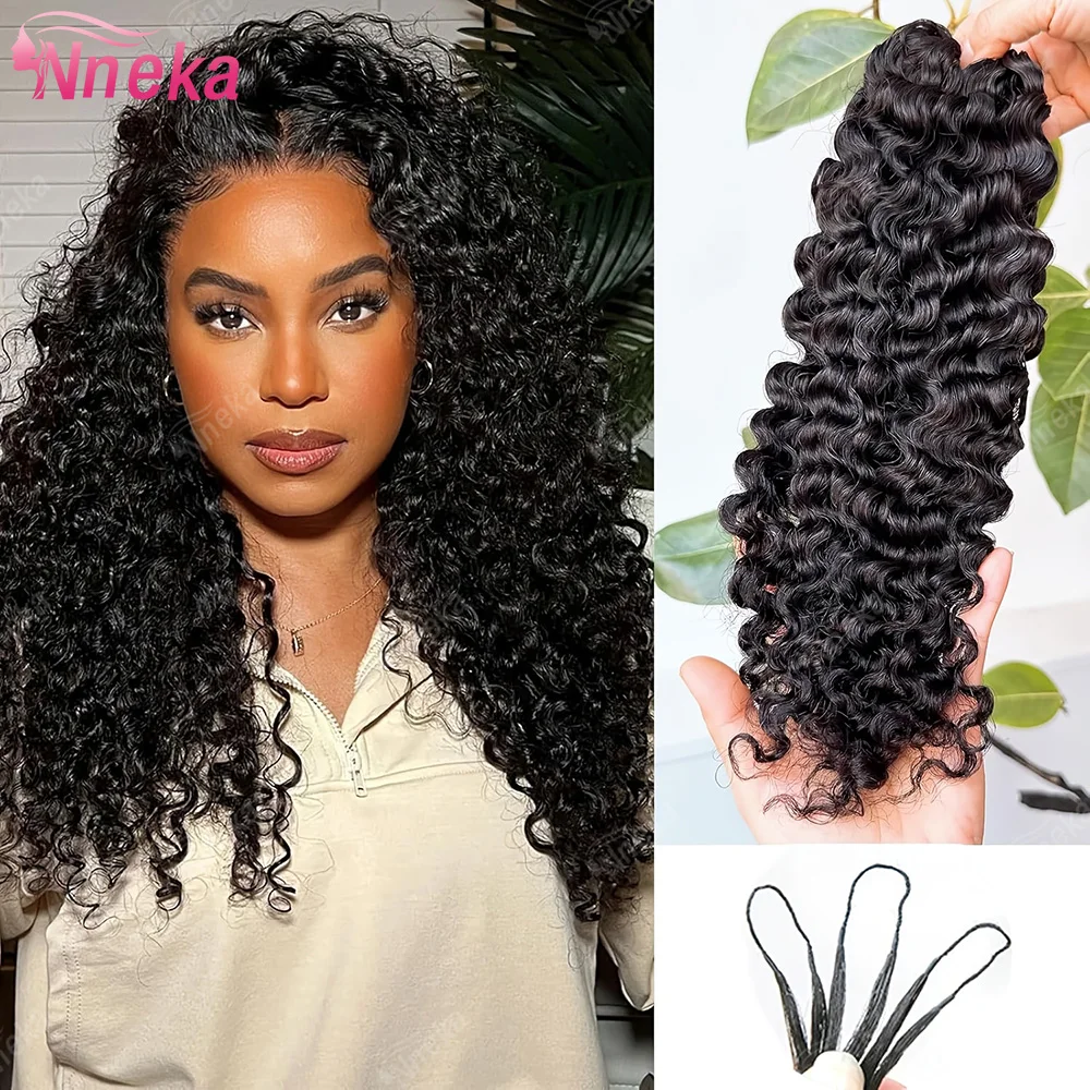 

12A Deep Wave Feather Crochet Human Hair Raw Real Hair Extensions for Braiding Knotless Pre Separated Curly Crochet Human Hair