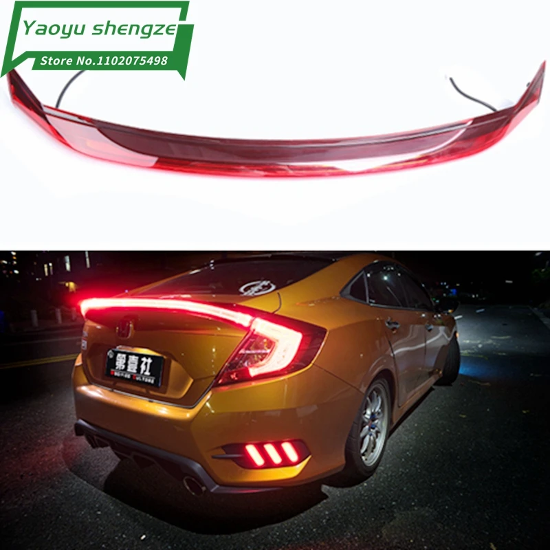 

Car Style LED ABS Spoiler With Rear Brake Lamp For Honda for Civic 2016-2017 Tail Light Trunk Led Accessories