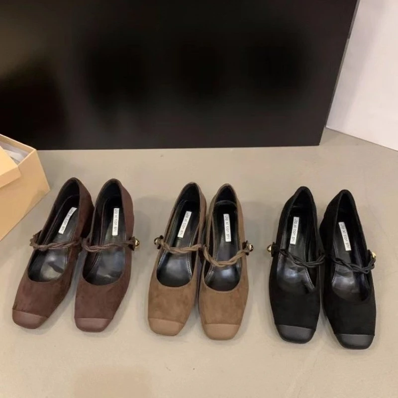 

Новинка 2023 года, элегантные туфли Мэри Джейн на плоской подошве, женские повседневные балетки с пряжкой и ремешком, женские весенне-осенние парусиновые лоферы
