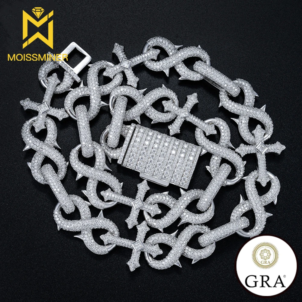 16mm Moissanite Chain Iced Out Necklaces Men S925 Silver Choker for Women Pass Diamonds Tester With GRA Free Shipping