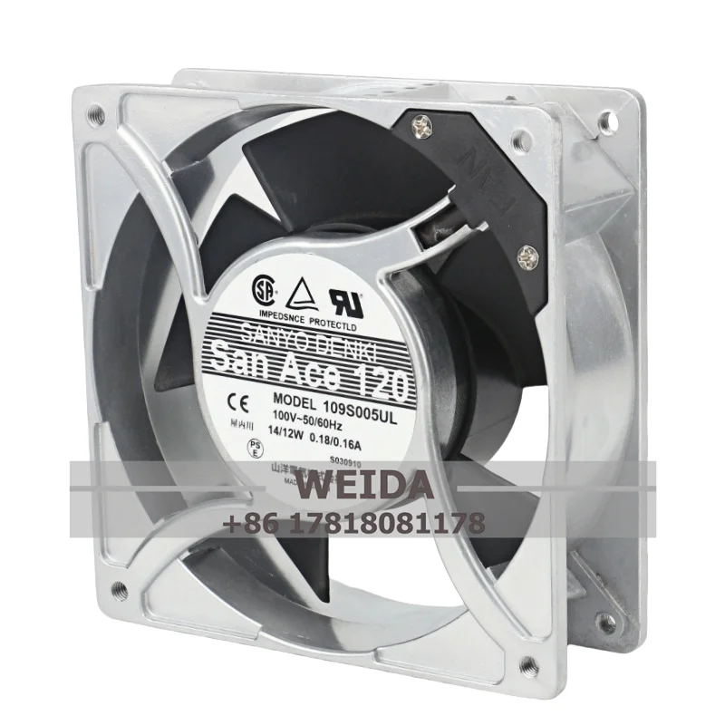 

New original Sanyo SANAce120 109S005UL 100V 14/12w 0.18A 3100RPM aluminum frame AC fan 120*120*38MM