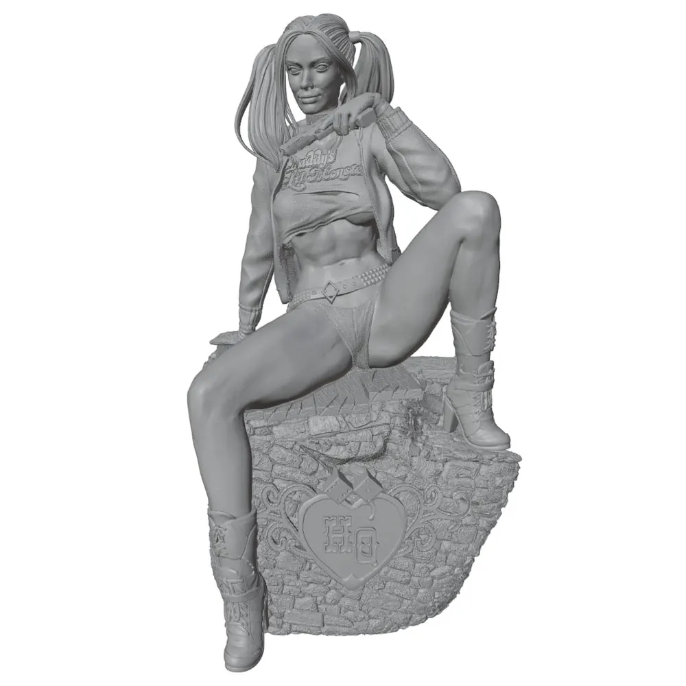 Estatua de resina en miniatura a escala 1/24, figura de juguete de 75 mm, kit de modelo, niña sonriente con pistola, figura de resina de alto detalle sin pintar, perfecta para juegos de rol y coleccionismo