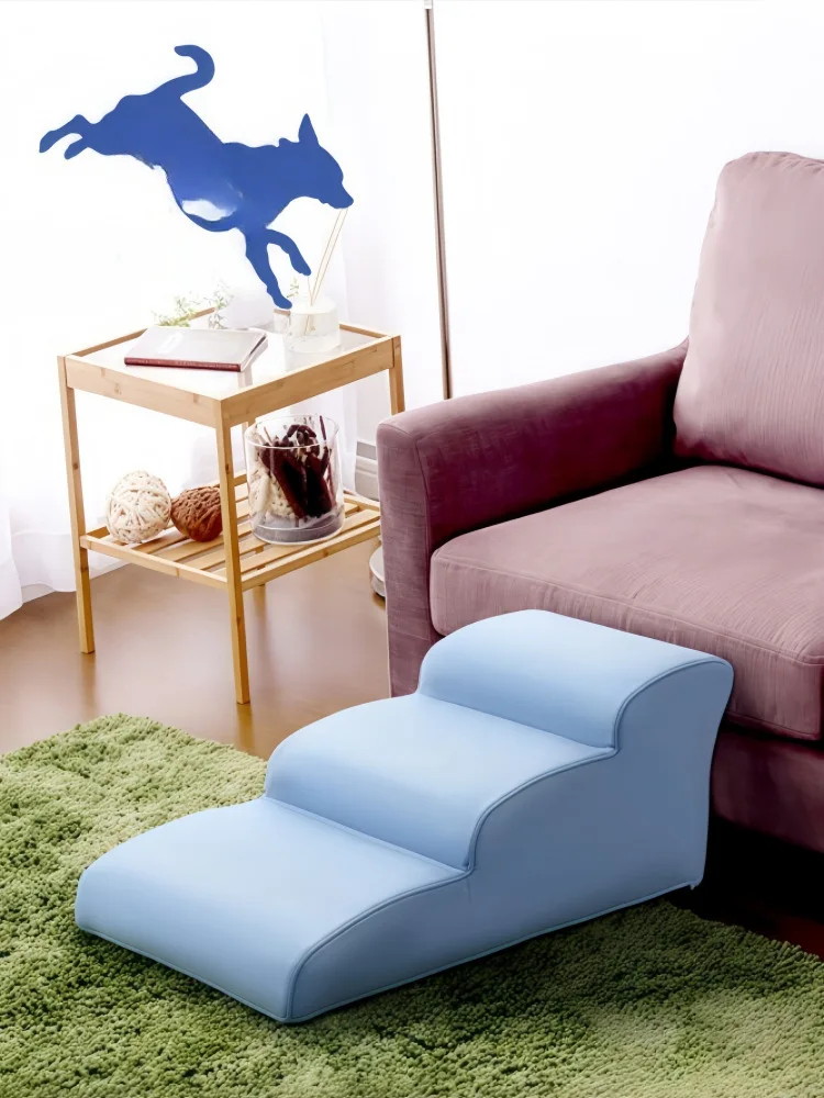 

Pet Curved Stairs Steps Small Dogs Get in and Out of Bed Senior Dogs Bedside Ladders Removable Sponge Ladders