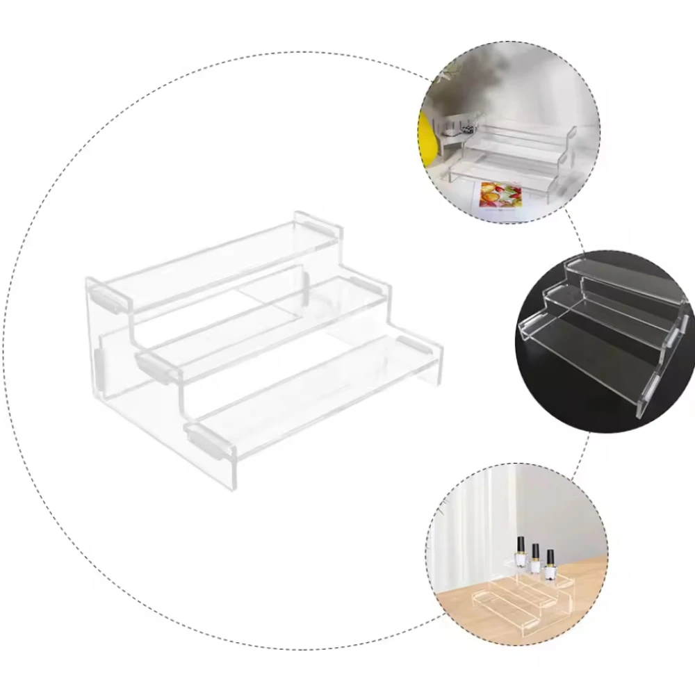 3-5 Tier Acrylic Display Stand Transparent Ladder Display Riser Rack For Cupcake Perfume Jewelry Doll Figures Décor Organizer