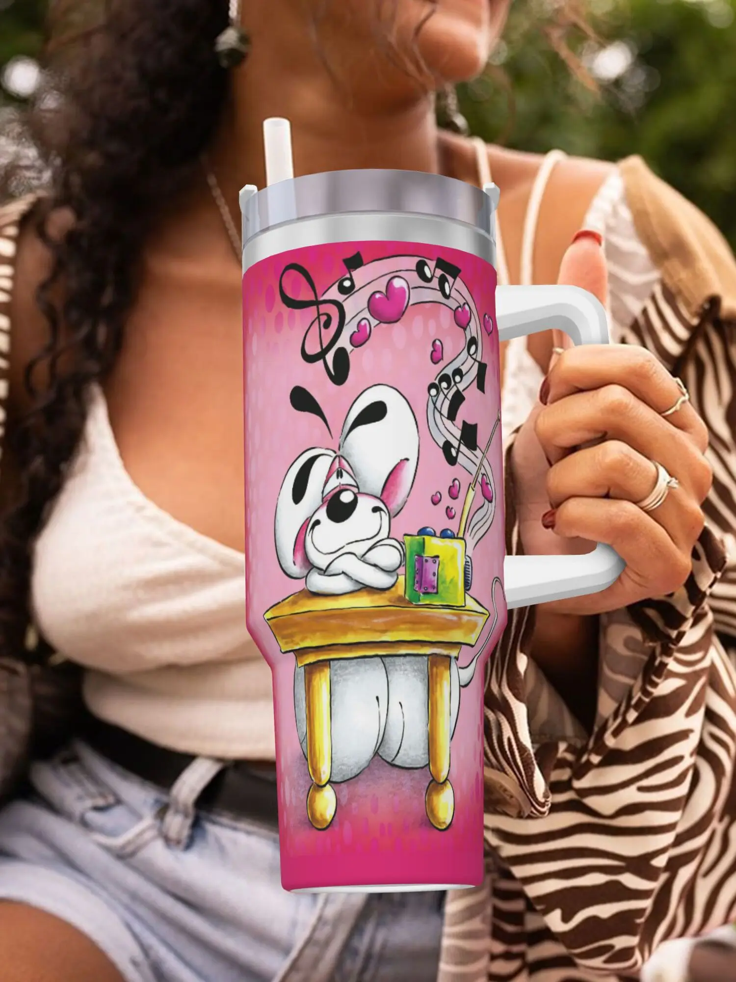 Gobelet en acier inoxydable, tasse à café de dessin animé D-Diddl, étanche, pour boisson froide, voiture, bouteille d'eau Design de plage