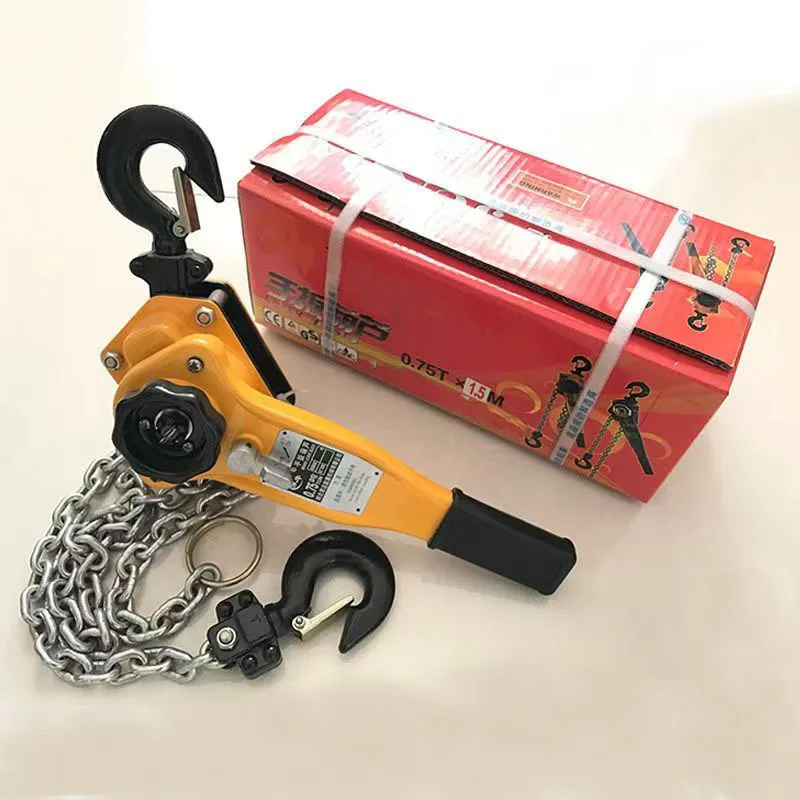 Block Inverted Chain Hoist Tightener Traction Crane 0.75/1T Pulling Wrench Hoist Manual Manganese Steel Hook Portable Lever