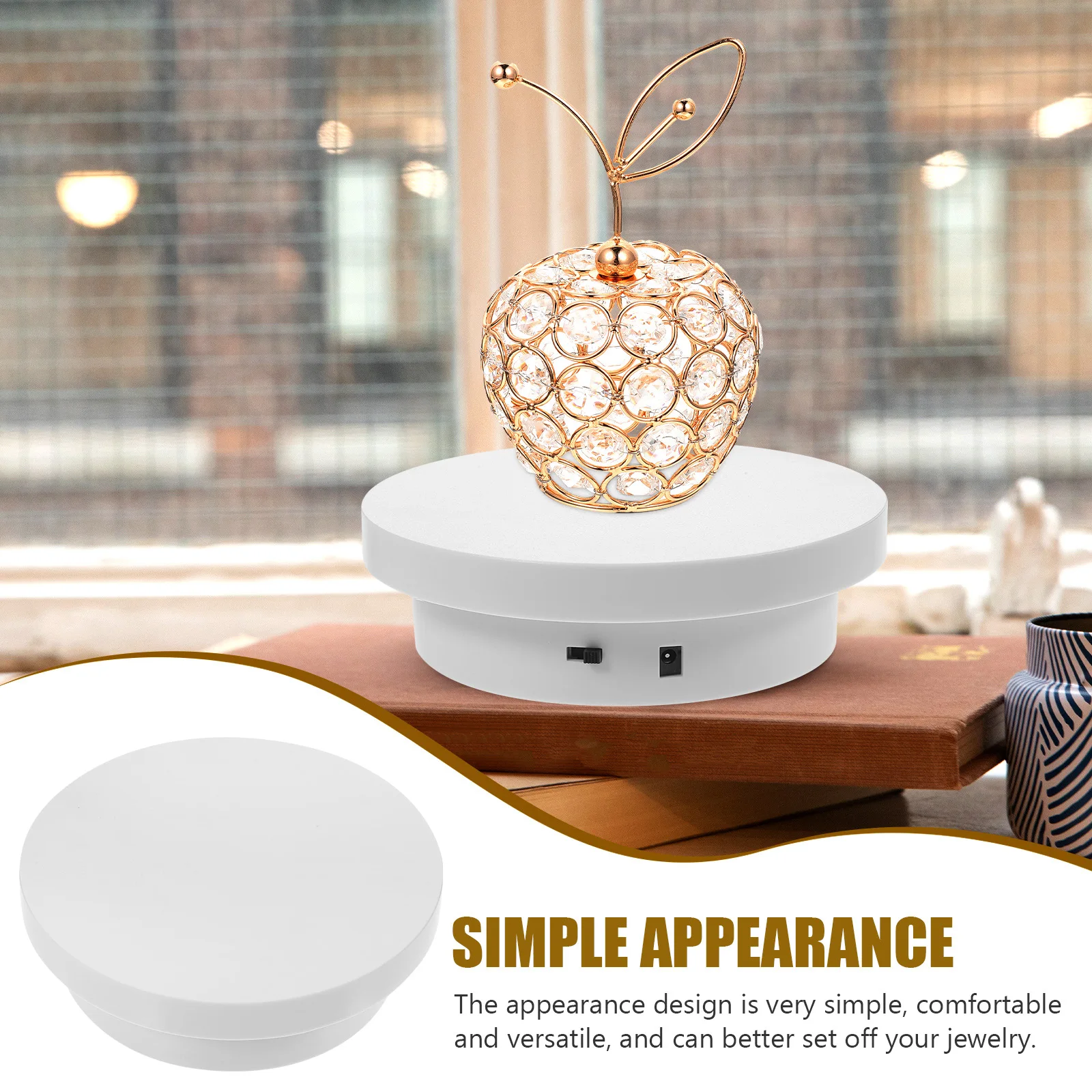 

14Cm White Electric Rotating Display Stand Jewelry Showcase Turntable 360 Degree Automatic Photography Tool