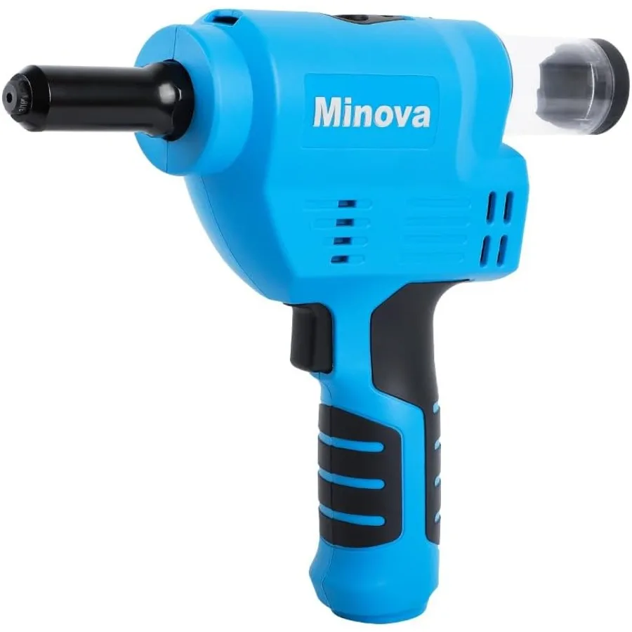 مجموعة أدوات مسدس برشام لاسلكي لمسامير الفولاذ المقاوم للصدأ 3/32 2.4 مم إلى 3/16 (4.8 مم) أزرق