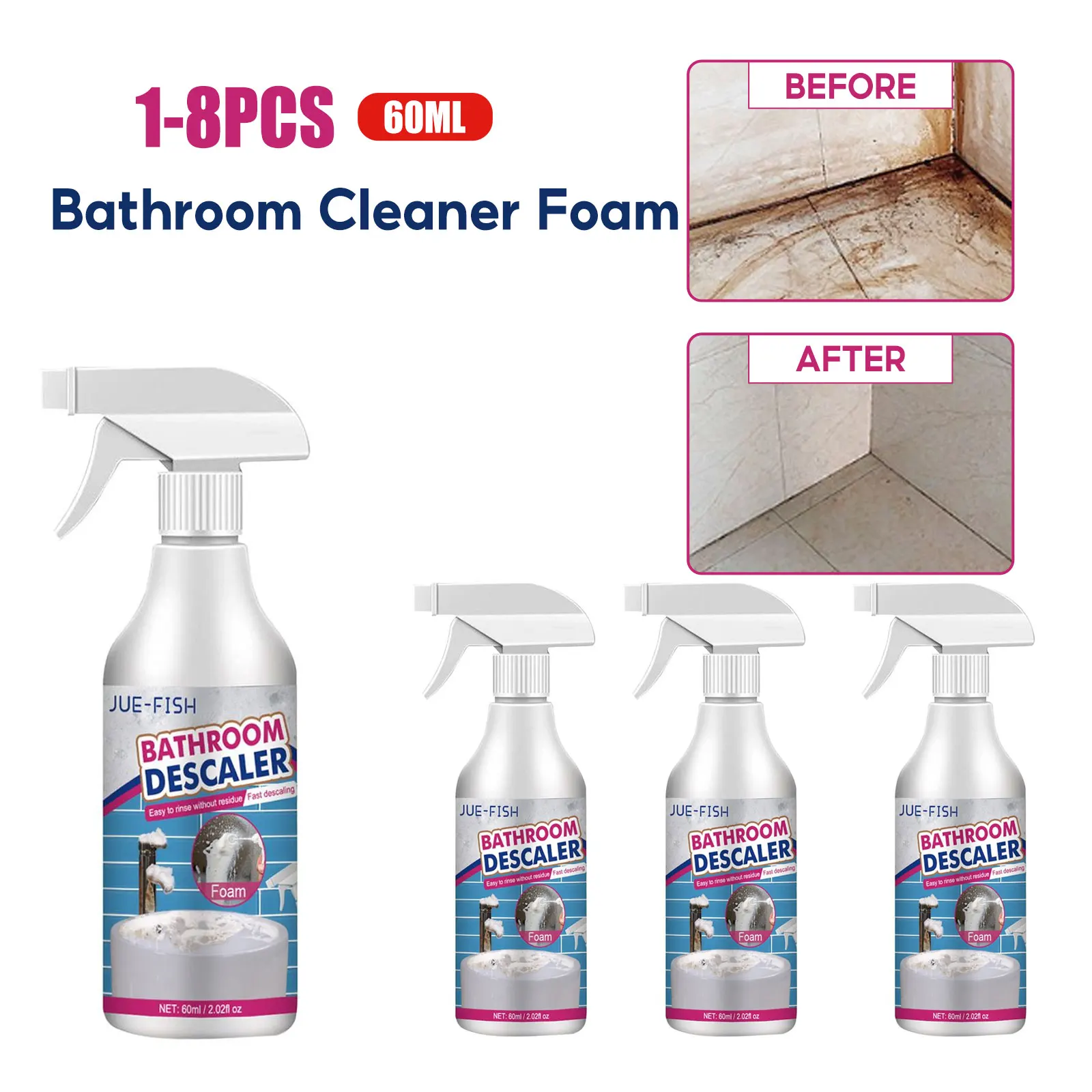 

Bathroom Cleaning Spray Shower Glass Descaler Anti Mold Cleaning Bathtub Toilet Descaling Limescale Cleaner Bathtub Cleaner Foam