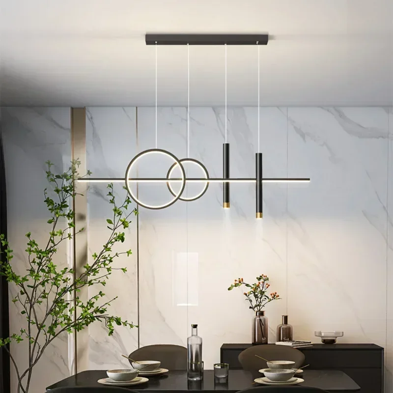 Candelabros modernos de techo LED para mesa de comedor, iluminación colgante, lámparas de brillo, barra de estar, tira minimalista