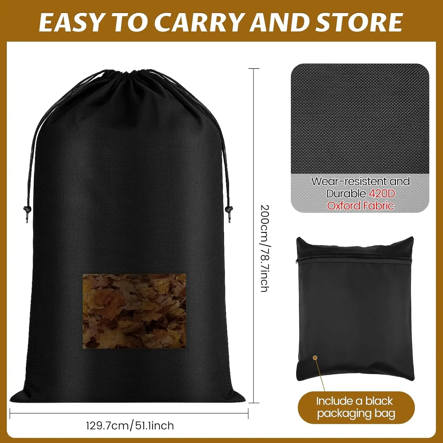 High Quality Heavy Duty Oxford Cloth Reusable Lawn Tractor Leaf Bag 54 Cubic Feet Capacity Material Collection Systems Leaf Bag