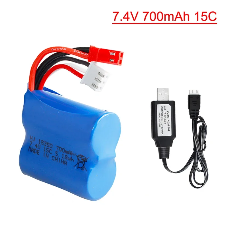 (Wtyczka JST) 7.4v 700mAh 15C 18350 kabel bateria z USB litowo-jonowy dla H100 H102 H106, JJRC S1 S2 S3 S4 S5 wysokiej prędkości zdalnie sterowana