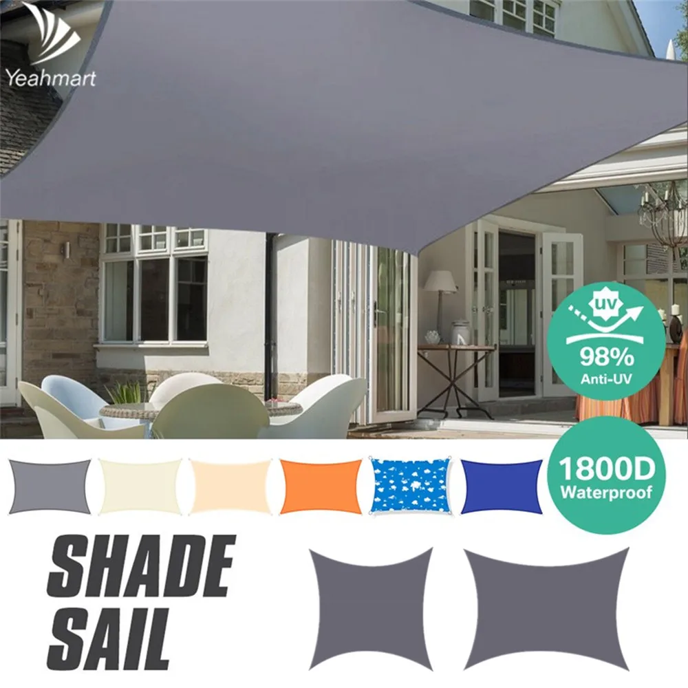 Waterproof Sun Shade Sail 98%UV Block Canopy Awning Square Rectangle 3m*3m/3.6m*3.6m/5m*3m/4m*3m FOR Garden Lawn Patio Pool Tent