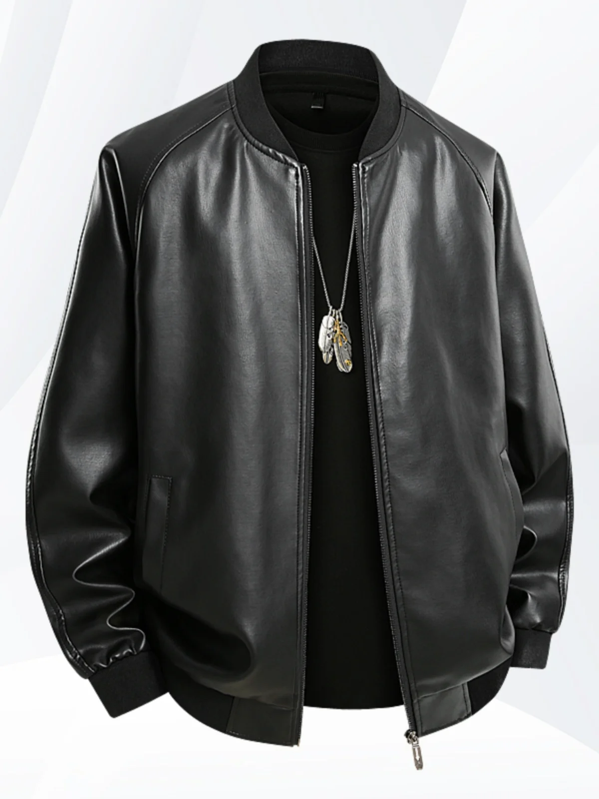 

Men's Casual PU Leather Jaet Spring Autumn Sle plus Size Motorcycle Clothes Loose Fit Biker Vest Faionable Youthwear