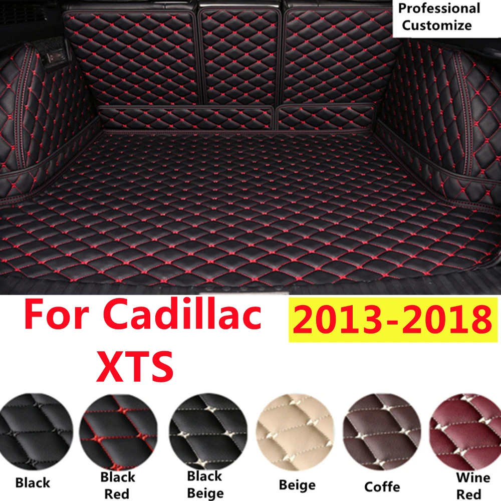 

SJ Full Set Custom Fit For Cadillac XTS 2018 2017-2013 Auto Fittings Car Trunk Mat Tail Boot Tray Liner Rear Cargo XPE Leather