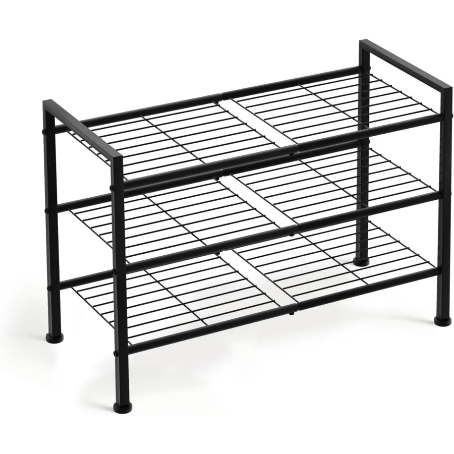 

Simple 3 Tier Shoe RackMetal Stackable Shoe Storage Organizer for Closet Entryway Bedroom Black Black 3Tier