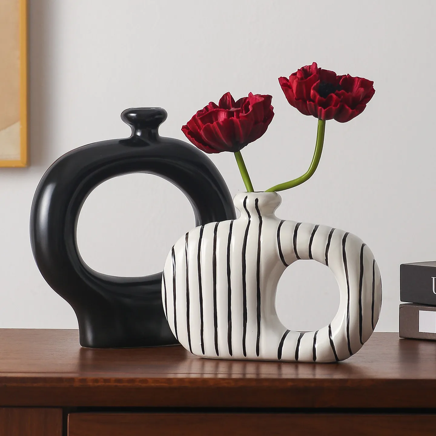 New Chinese Zen Ceramic Vase Floral Ornament Living Room Entry TV Cabinet Antique Shelf Luxury Home Tabletop Furnish Decor