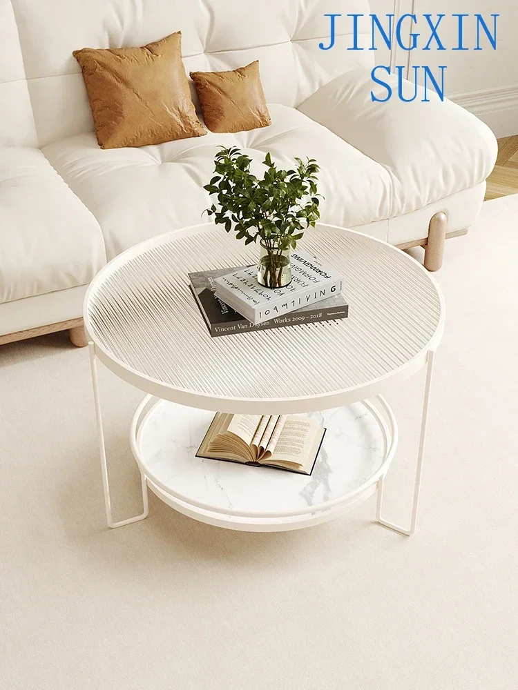 Changhong tempered glass coffee table, small living room, circular household, minimalist mini table, modern and luxurious