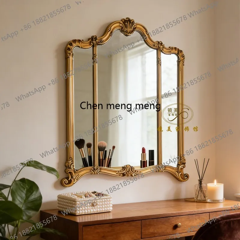 French vanity mirror American retro vanity mirror bathroom three-sided bathroom mirror fireplace decoration