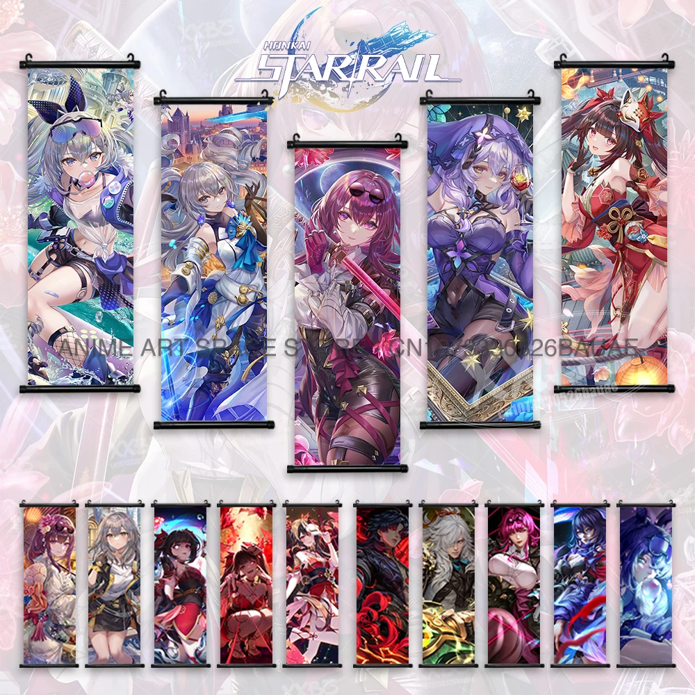 Honkai: 스타 레일 게임 행잉 페인팅 Lynx 포스터, 클라라 월 아트, 스크롤 그림, 브론야 랜드, 홈 데코, 히메코 벽지 