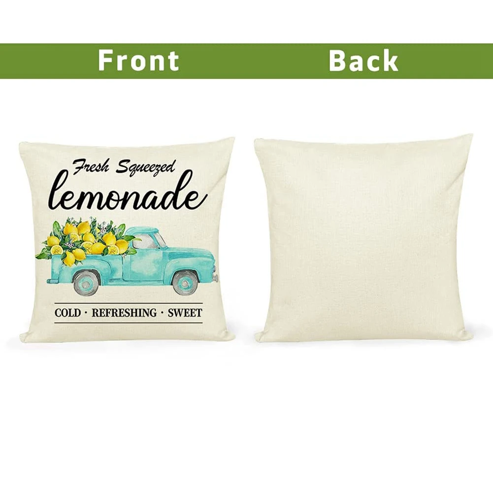 L65A-Summer Lemon Pillow Covers 18X18 Inches Set Of 4, For Sofa Decorative,Farmhouse Throw Pillow Covers For Home Decor
