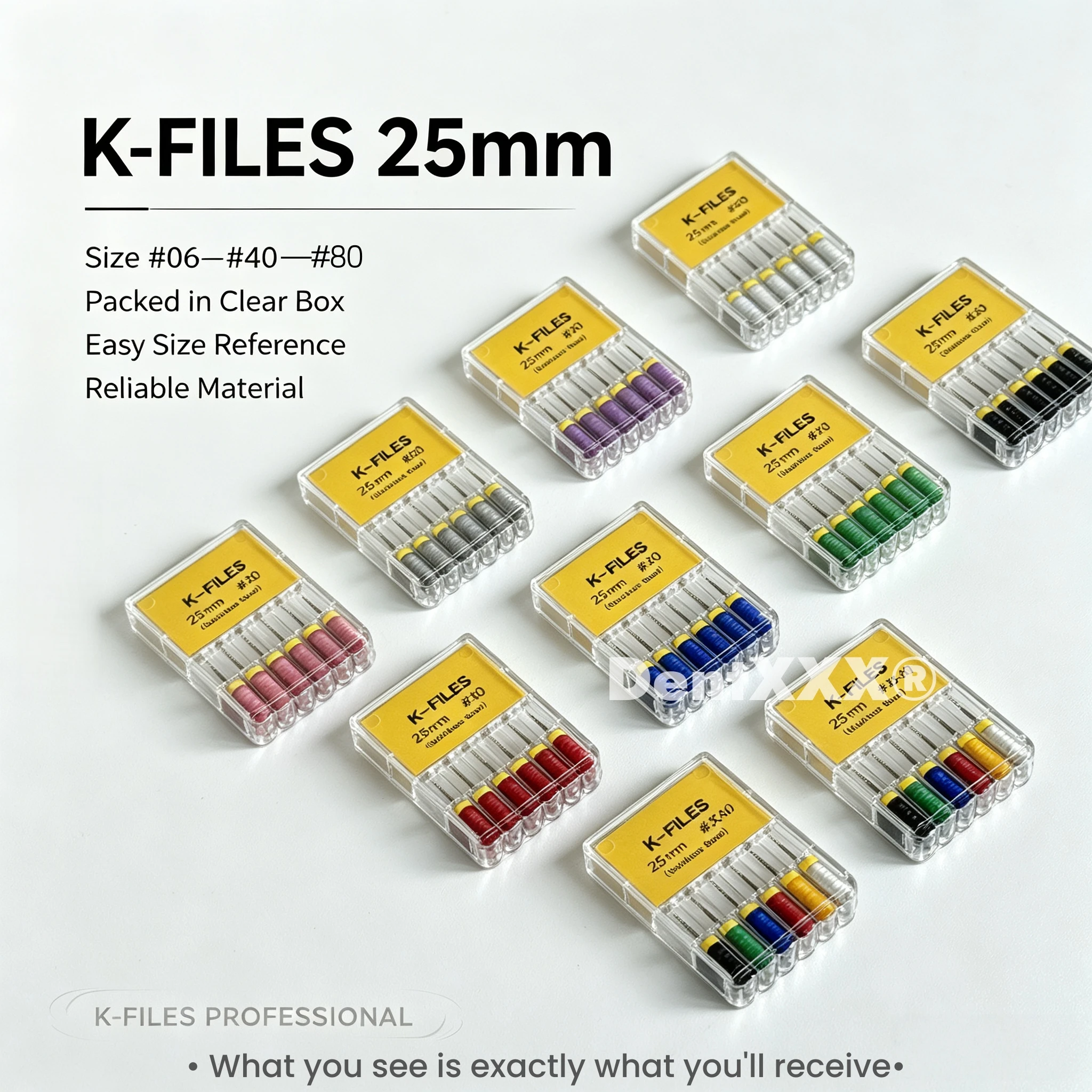 

6PCS/BOX Multi-Size 25mm K-FILES Tools Stainless Steel Hand 25MM Files Set Precision Tools