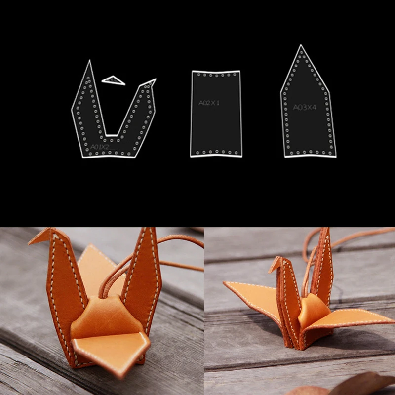 YOMDID Crane Design Acrylic Stencil Leathercraft Keychain Making Pendant Decor Mould Durable Leather Template Handcraft Supplies
