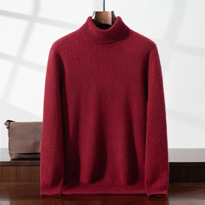 

Men's Thick Lapel Collar Pullover 100% Cashmere Knitted Sweater Casual Versatile Simple Men's Clothing Autumn/Winter New Product