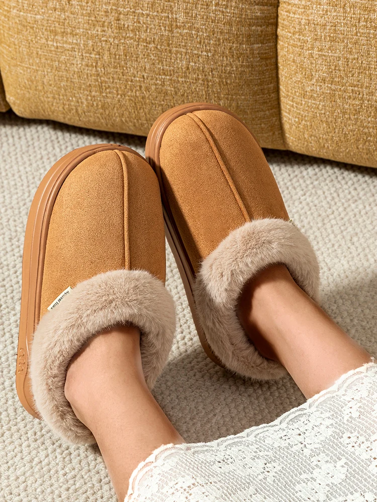 Pantoufles d'hiver à la mode pour femmes, chaleur intérieure et extérieure, antidérapantes, confortables, semelle épaisse, chaussures de maison décontractées pour Couple, bottes de neige