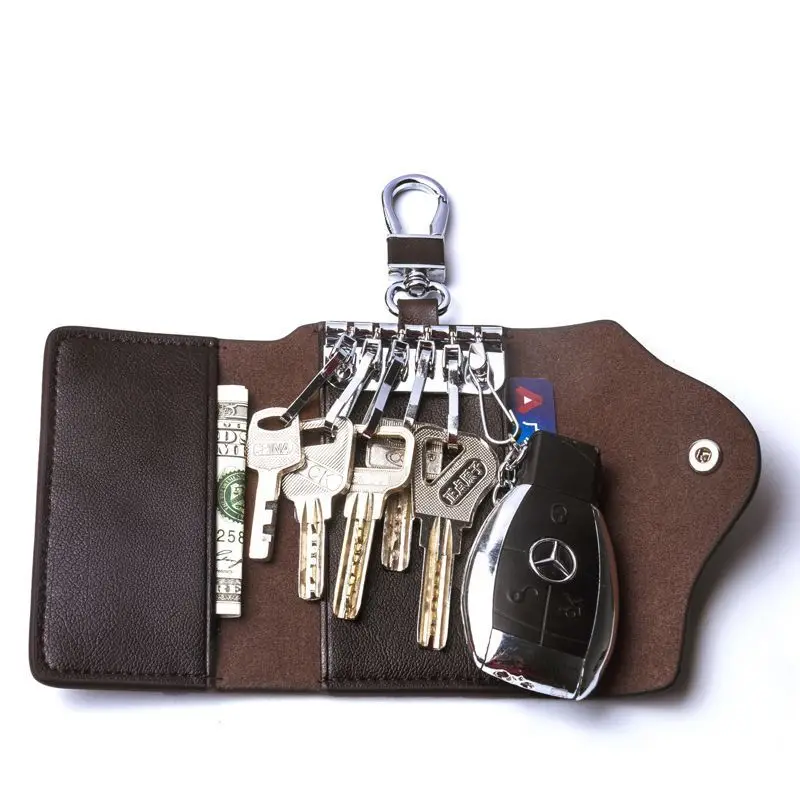 New Fashion Korean Version Black Angel Fashion Portable Key Bag Men's Genuine Leather High-end Women Keychains Coin Purse Holder