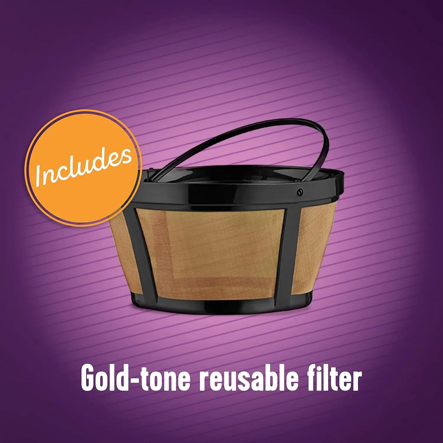Easy Measure 12 Cup Programmable Maker with Gold Tone Reusable Filter, Silver/Chrome