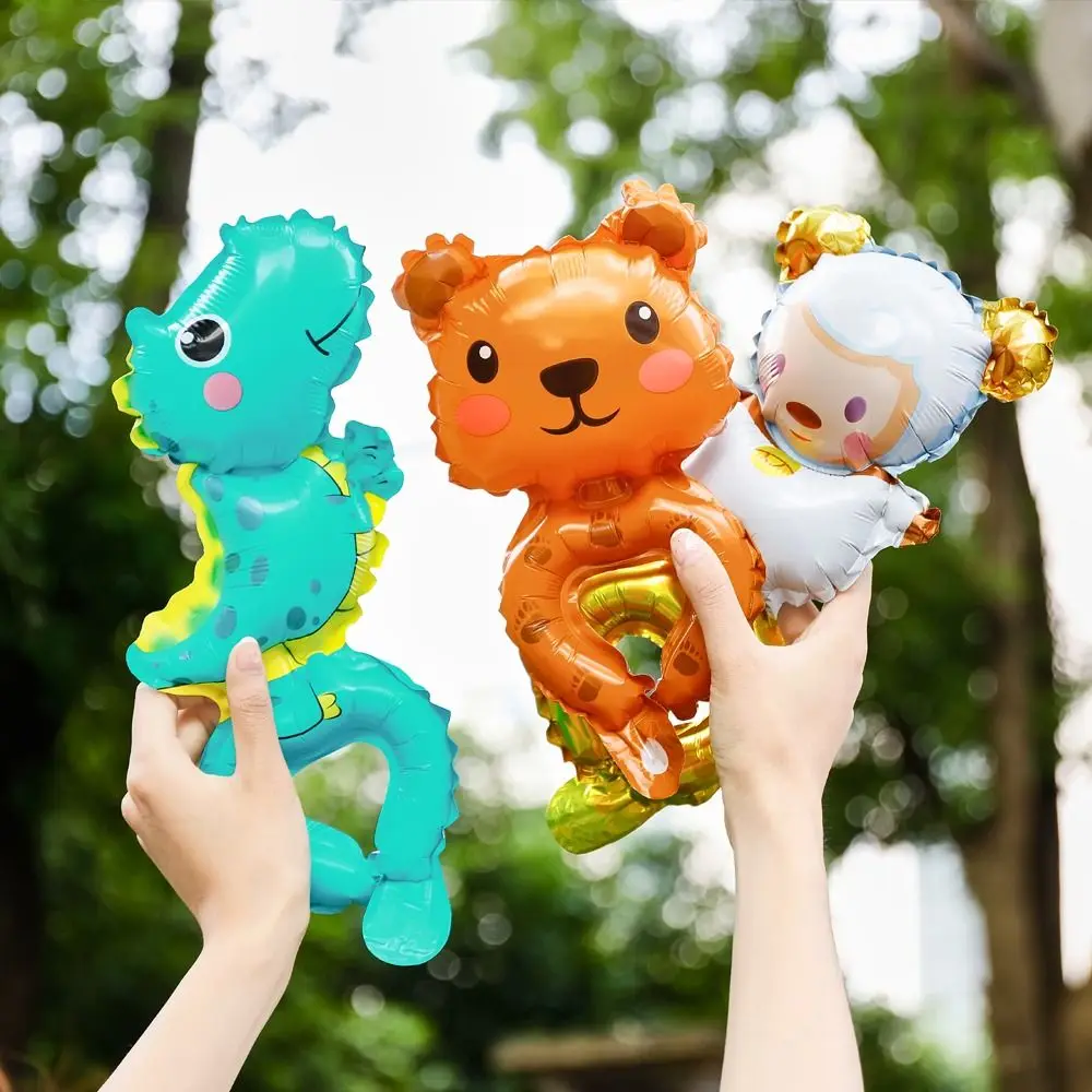 Singa Koala kartun hewan balon Tangan domba babi balon tangan tiup Tangan Beruang Kreatif balon pesta dinosaurus mainan taman kanak-kanak