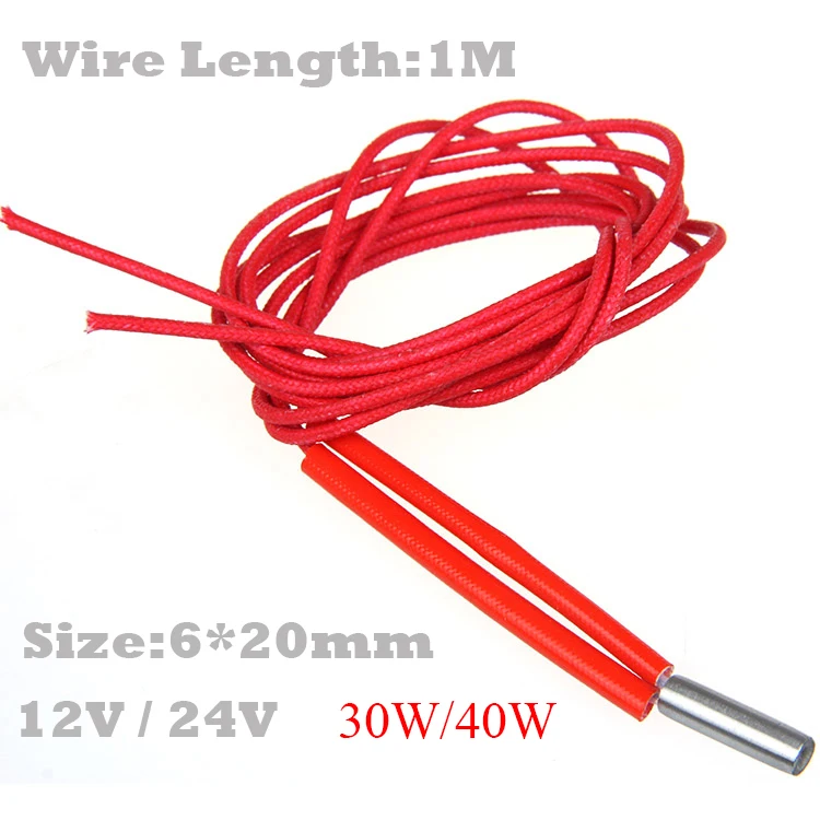 

6x20 6*20mm 30W 40W 12V 24V Stainless Steel Cylinder Tube Mold Heating Element Single End 3D Printer Reprap Cartridge Heater