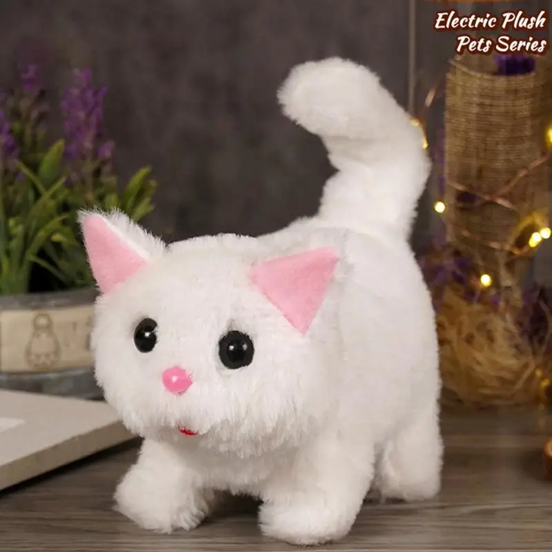 Robotic Kitten Realistic Plush Realistic Electronic Cat Interactive Stuffed Animal Robotic Kitten Toy For Children Boys Girls